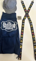 Train Suspenders, Engineer Hat, Apron And  Nickel Plate Road Belt Buckle,