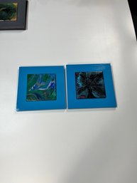 Pair Of Blue Framed Tile