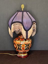 Oriental Lamp With Blue And Gold Fringe