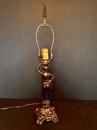 Antique Bronze NeoClassical Lamp With Goddess Sculpture Claw Feet