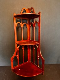 VINTAGE WOODEN HANGING CORNER WALL SHElVES Lot Of 3