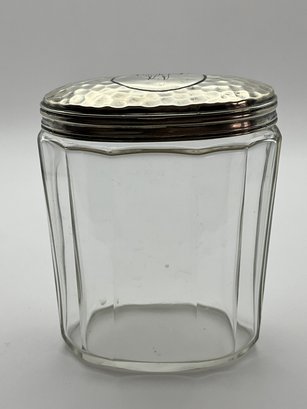 Art Noveau WAF Cut Glass Jar With Floral Sterling Silver Lids