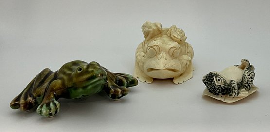 Lot Of Deferents Frogs/toads  Porcelains With Diferentes Colors,  Sizes And Materials