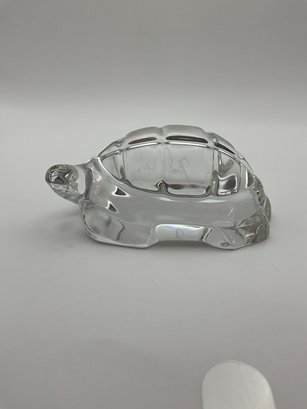 Vintage BACCARAT France Turtle Tortoise Figurine Paperweight Crystal Marked