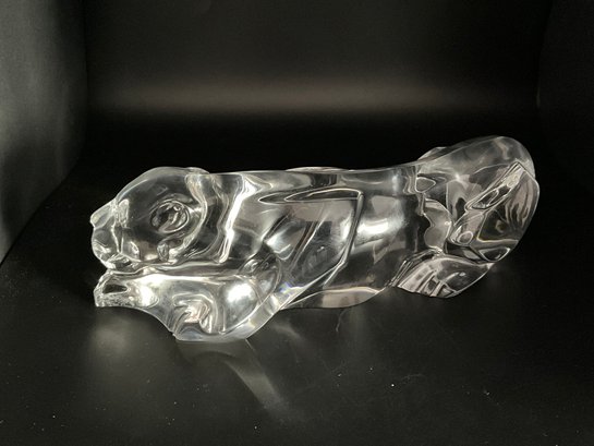 Baccarat Clear Crystal Jaguar / Panther Figurine 11'x3.5 Inches