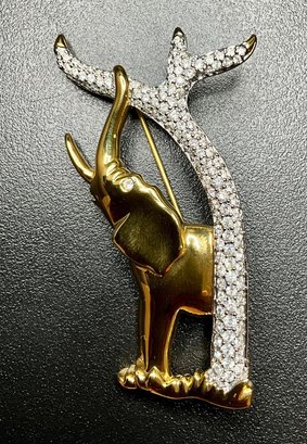 Swarovski 1990s Elephant - Motif Crystal-Embellished Brooch Pin Swarovski Accesories