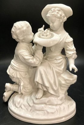 Antique KPM German White Porcelain Boy And Girl Figurine