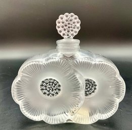 Lalique Frosted Crystal 'Deux Fleurs' (Two Flowers) Perfume Bottle