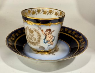 Sevres Louis Philippe Cobalt Blue Tea / Coffee Cup And Saucer