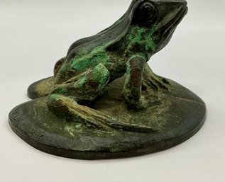 Vintage Frog Figurine Signed Kurt Vetter Green Stains