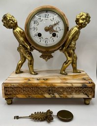 Louis XVI Gilt Bronze And Marble Mantle Clock Hasn't Been Tasted