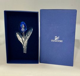 165. Swarovski Crystal Blue Tulip Faceted With Box