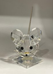 178. Swarovski Silver Crystal Large Mouse With Spring Coil Tail No Box