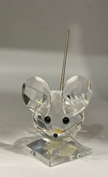 177. Swarovski Silver Crystal Large Mouse With Spring Coil Tail No Box