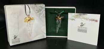 04.Swarovski Crystal & Gold Tone Accents Memories Icicle Christmas Ornament W/ Box