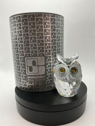 41.Swarovski Crystal 7636 Sitting Owl Figurine With Original Box And Booklet