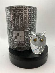 62.Swarovski Crystal Owl Figurine Yellow Eyes W/Box