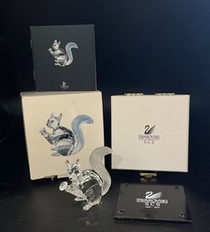 92 Swarovski Crystal #208433 10th Anniversary Squirrel (Signed) With Case & Box