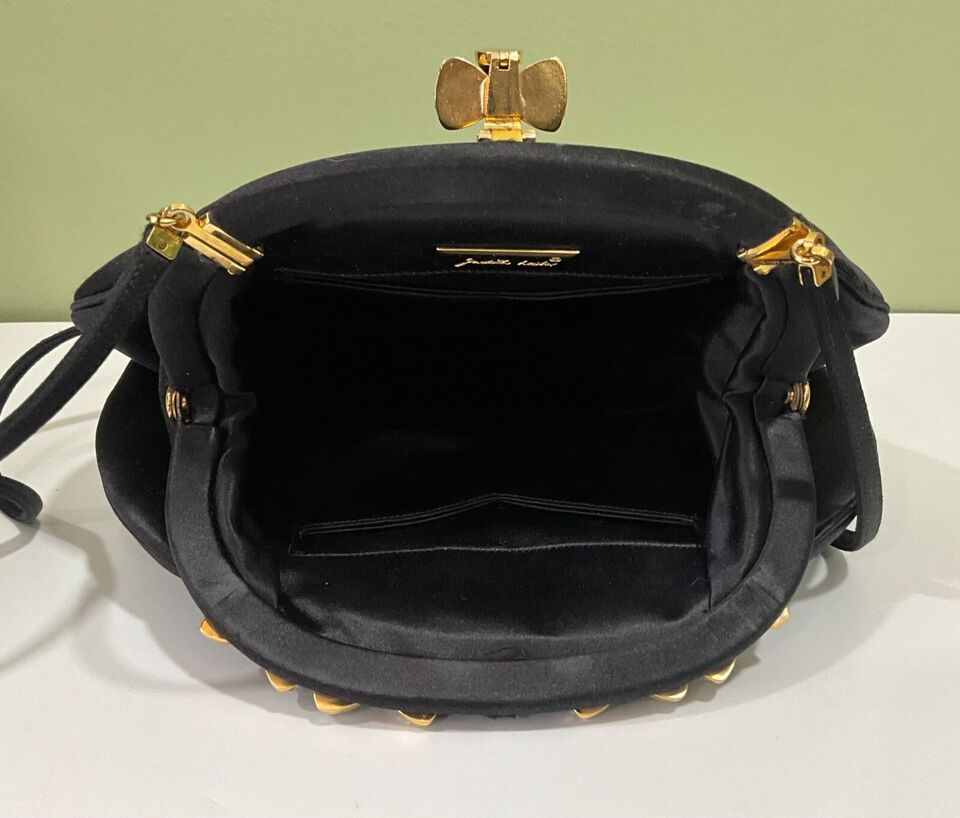 Judith Leiber Black Satin Lining And Crystals Embellished Medium ...