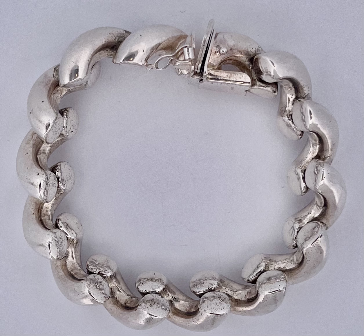 PREX 925 Sterling Silver Vintage Italy San Marco Macaroni Bracelet ...