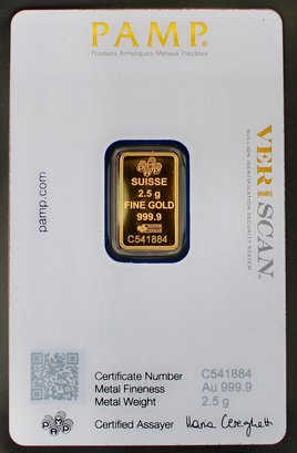 PAMP SUISSE 2.5 Gram Fine Gold 999.9