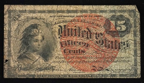 1863 15 Cents Fractional Currency Paper Money