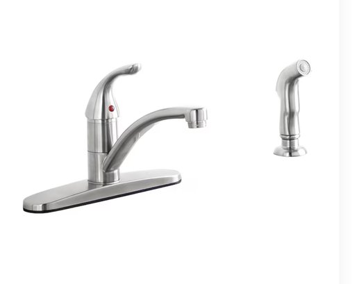 Stainless Steel Pvd Single Handle Low-arc Kitchen Faucet (Deck Plate And Side Spray Included)