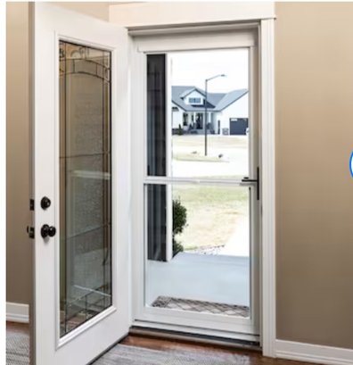 LARSON Platinum 32-in X 81-in White Linen Full-view Retractable Screen Aluminum Storm Door
