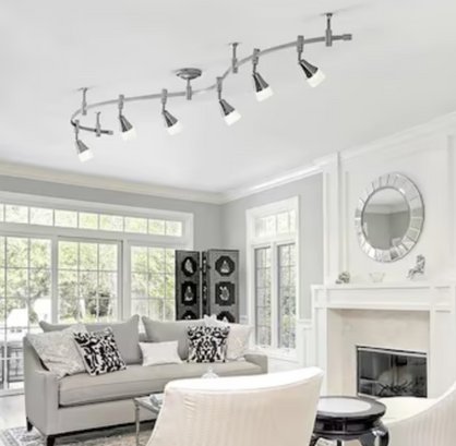 Allen Roth 99.6-in 6-Light Brushed Nickel Dimmable Integrated Modern/Contemporary Flexible Track Lighting