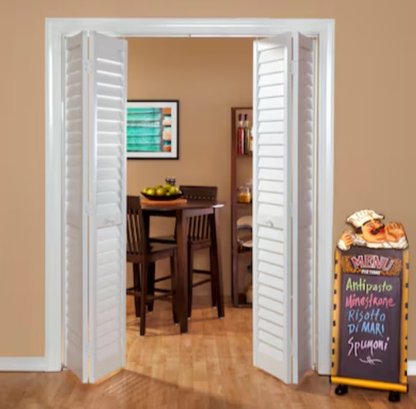 *Lot Of 2* 18-in X 80-in White 2-panel Square Smooth Hollow Core Prefinished PVC Closet Bifold Door