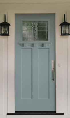 36-in X 80-in Fiberglass Craftsman Left-Hand Inswing Frost Blue Painted Prehung Front Door W Brickmould