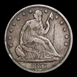1857 50C Liberty Seated Half Dollar