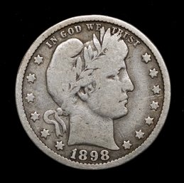 1898 O Barber Quarter Dollar