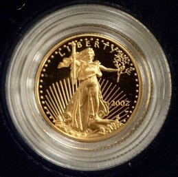 2002 W Proof 1/10 Ounce, Five Dollar  Gold Coin W(box&COA)