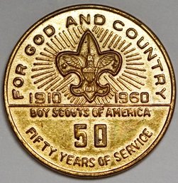 1960 Boy Scout 50 Years Of Service For God And Country Token Coin