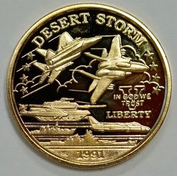 1991 Desert Storm Commemorative $20 Coin! Layered In 22 KT Gold! Rare #2922
