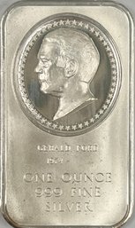 1976 GERALD FORD Madison Mint 1 Oz .999 Silver President Art Bar