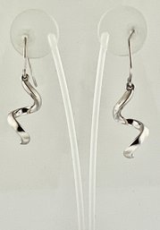 Silver Twirl Drop Earrings