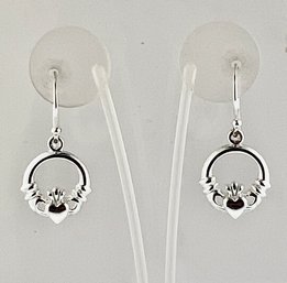 Silver Claddagh Drop Earrings