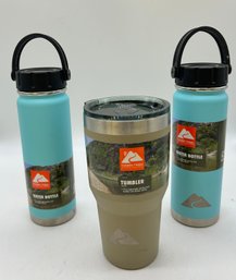 (3) New Ozark Trail (1)32oz Vacuum Insulated Stainless Steel Tumbler & (2) Teal 24oz Water Bottle W Lid