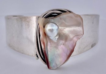 Rebajes 925 Silver Mother Of Pearl Cuff Bracelet