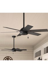 **BRAND NEW** Hunter Perlman 44-in Matte Black With Matte Black/Grey Walnut Stripe Blades  Ceiling Fan (6-Blad