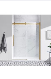 **Brand New** OVE Decors Bel Soft Close Gold 58-in To 60-in W X 78.75-in H Frameless Sliding Shower Door