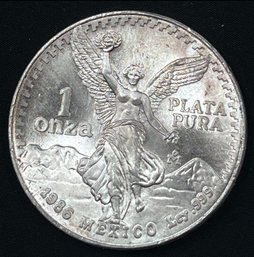 1986 Mexico 'Libertad' 1 Oz .999 Fine Silver One Onza Plata