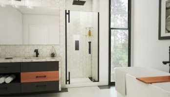 **Brand New** DreamLine Ascend Matte Black 36-in To 37-in W X 72-in H Frameless Pivot Shower Door