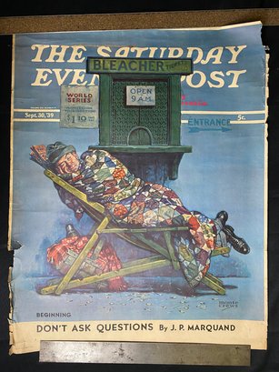 Original Sept 30, 1939 Saturday Evening Post Newsstand Poster