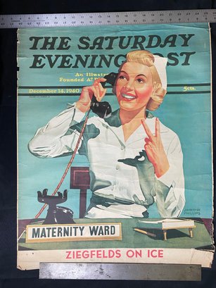 Original Dec. 14, 1940 Saturday Evening Post Newsstand Poster