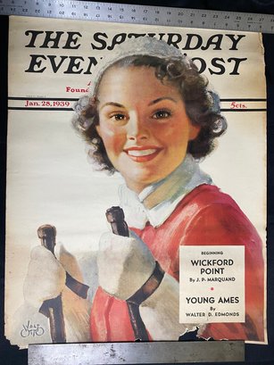 Original Jan. 28, 1939 Saturday Evening Post Newsstand Poster