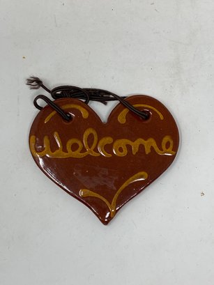 Small Ned Foltz Pottery Redware Heart Ornament