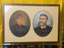 Antique Framed Double Pastel Portraits - Unsigned